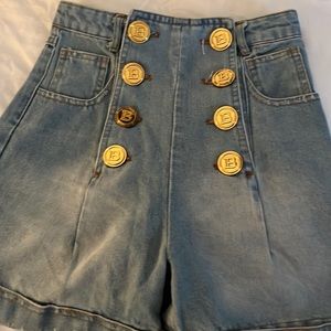 Balmain high waisted denim shorts